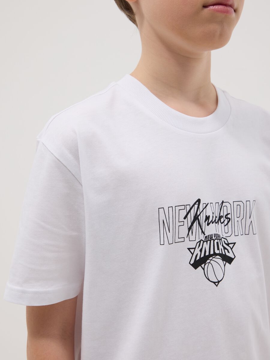 Boys' White Pure Cotton T-shirt Relaxed Fit Knicks_1