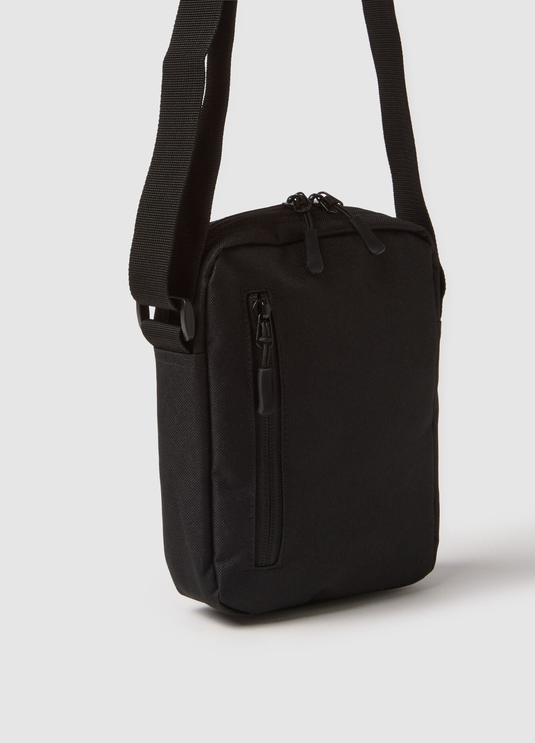 Black Shoulder Bag with Zip Pockets