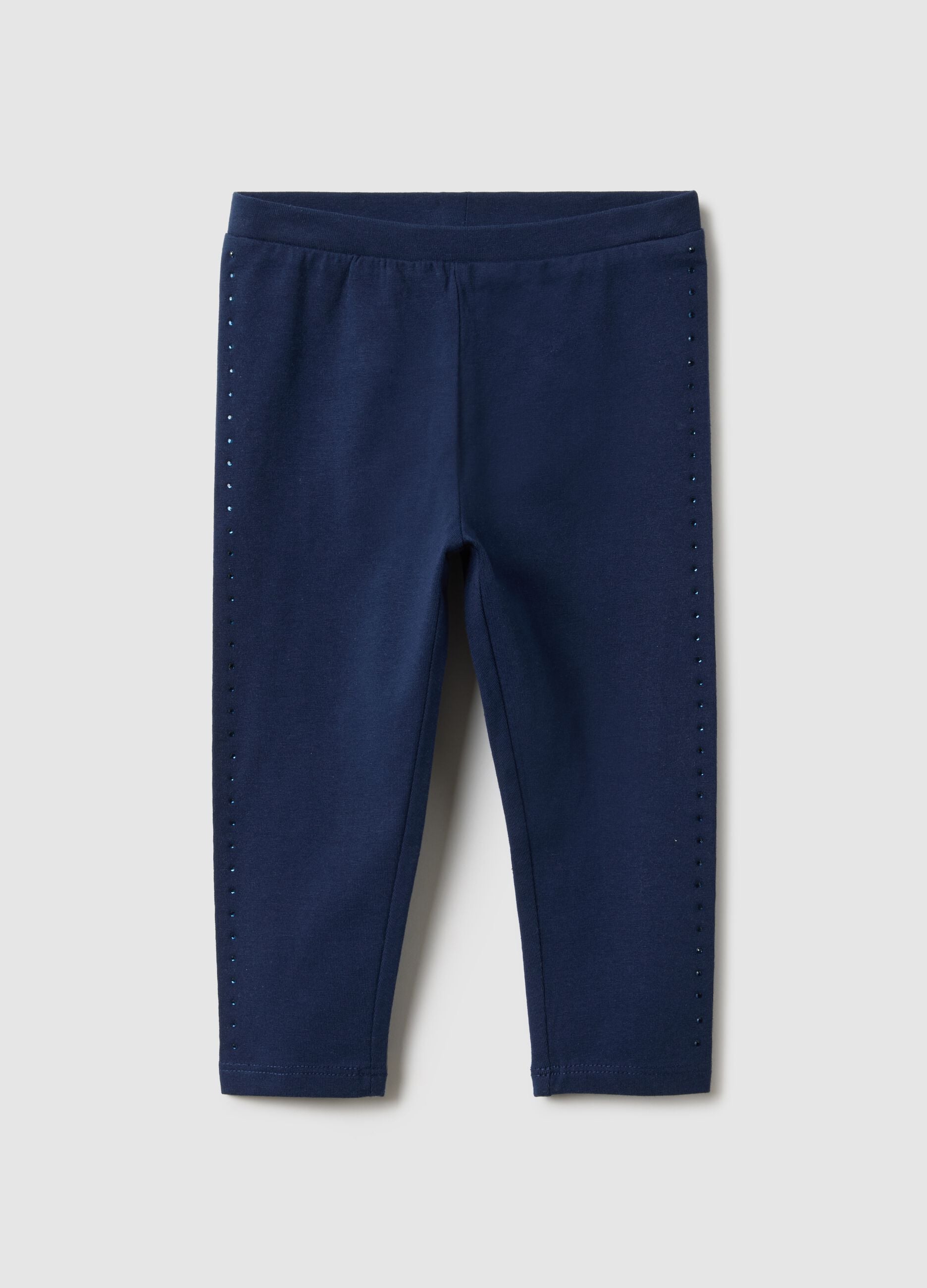 Girls' Slim Fit Blue Stretch Cotton Leggings