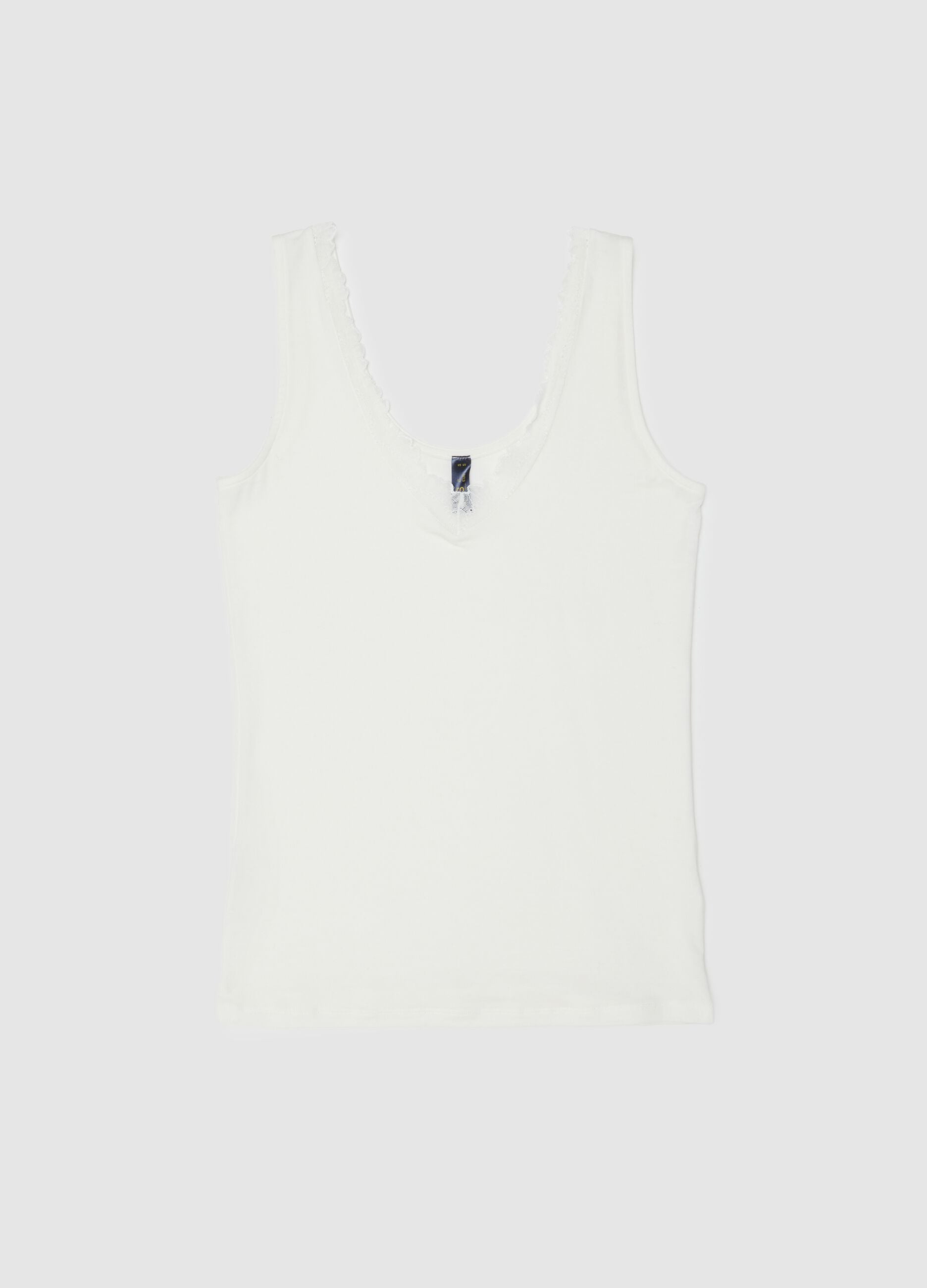 White regular fit vest with lace