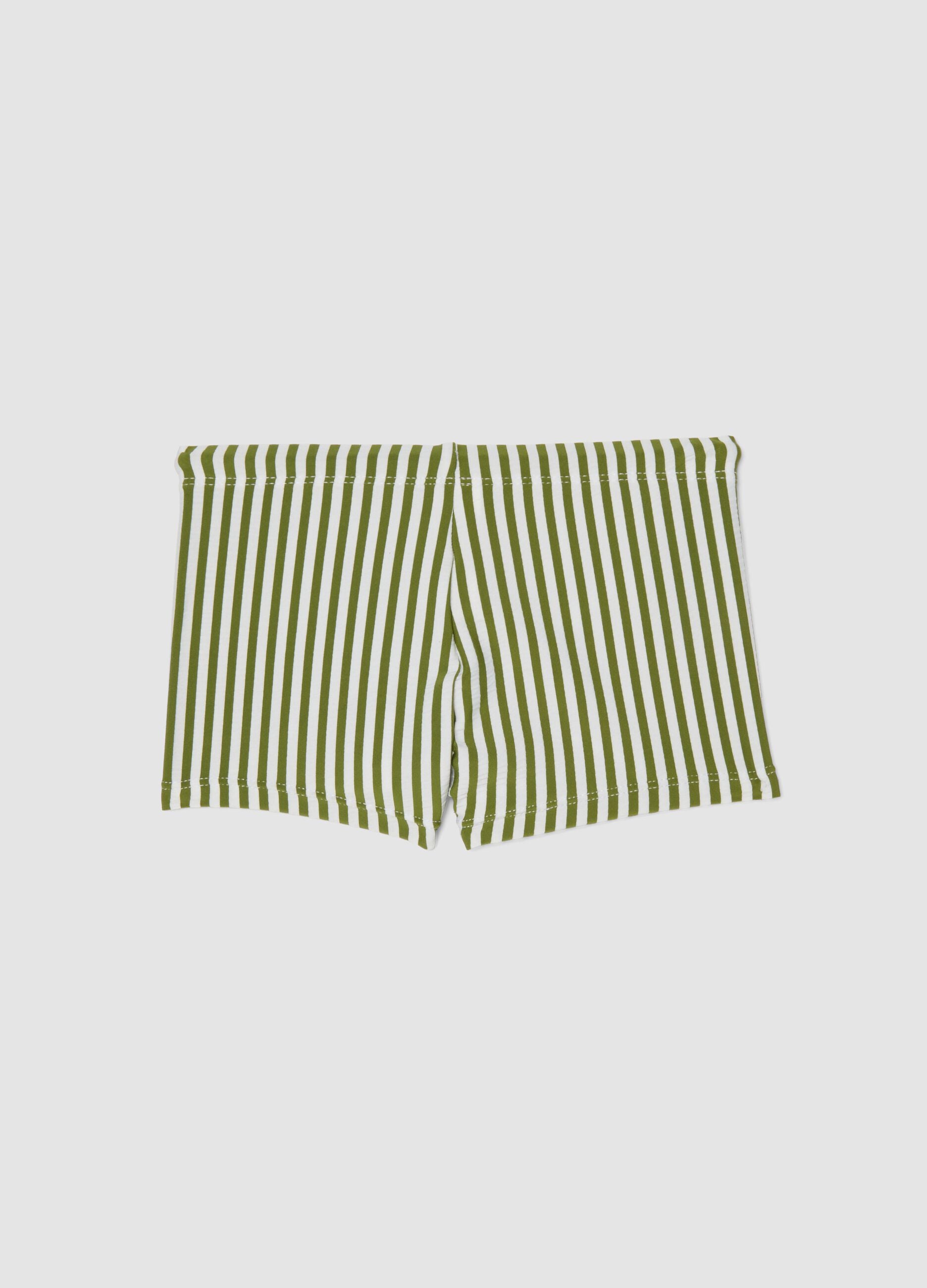 Green and white stretch boxer swim shorts