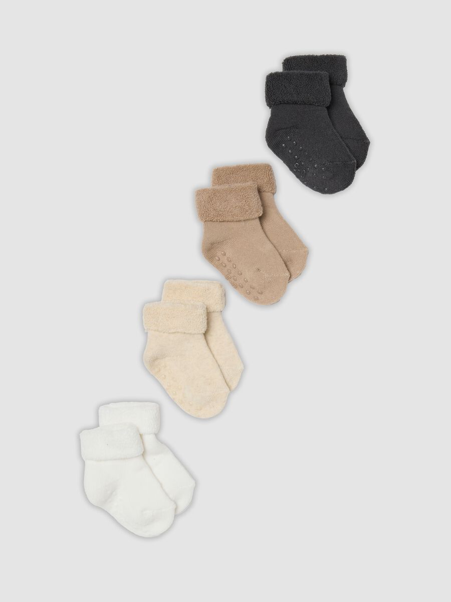 Pack of four multicolour short socks in stretch organic cotton for babies_0