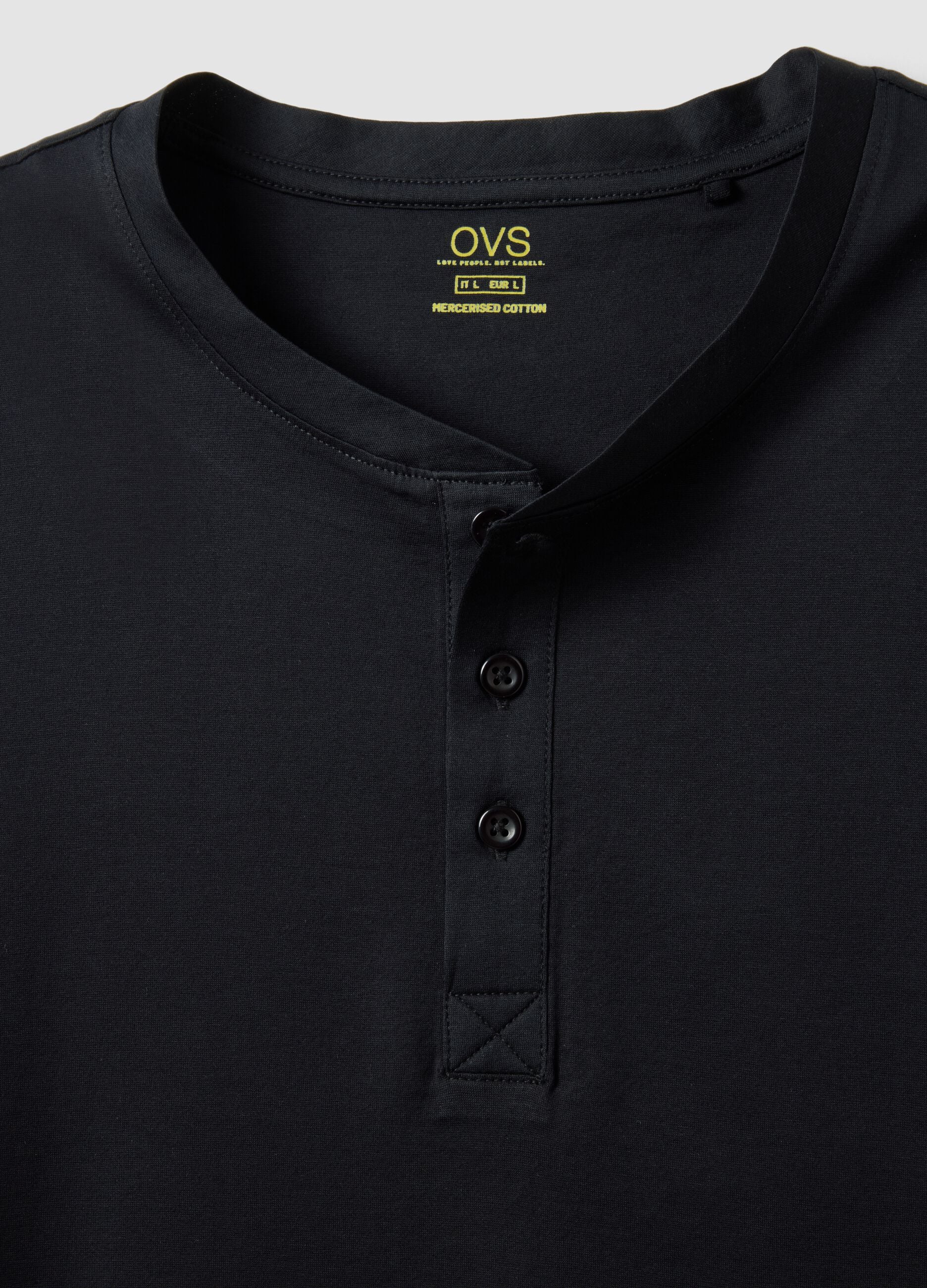 Black mercerised pure cotton regular-fit T-shirt