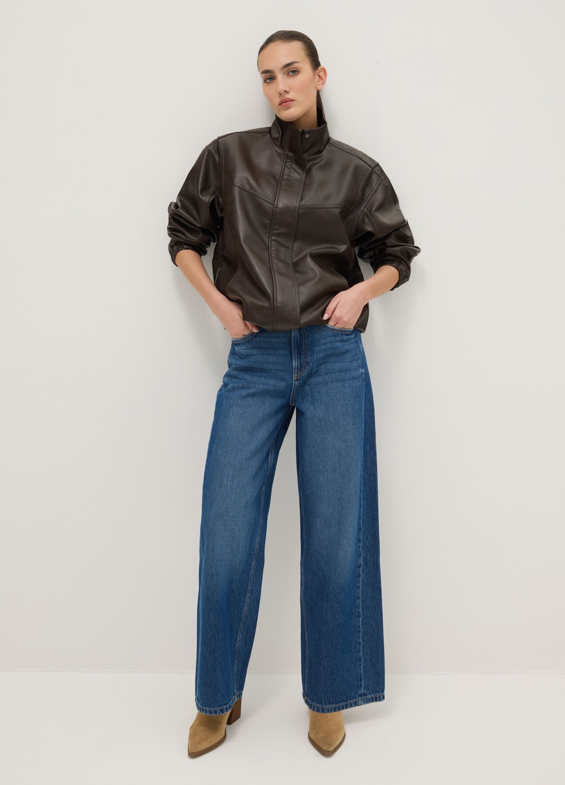 Wide Leg Pure Cotton Blue Jeans