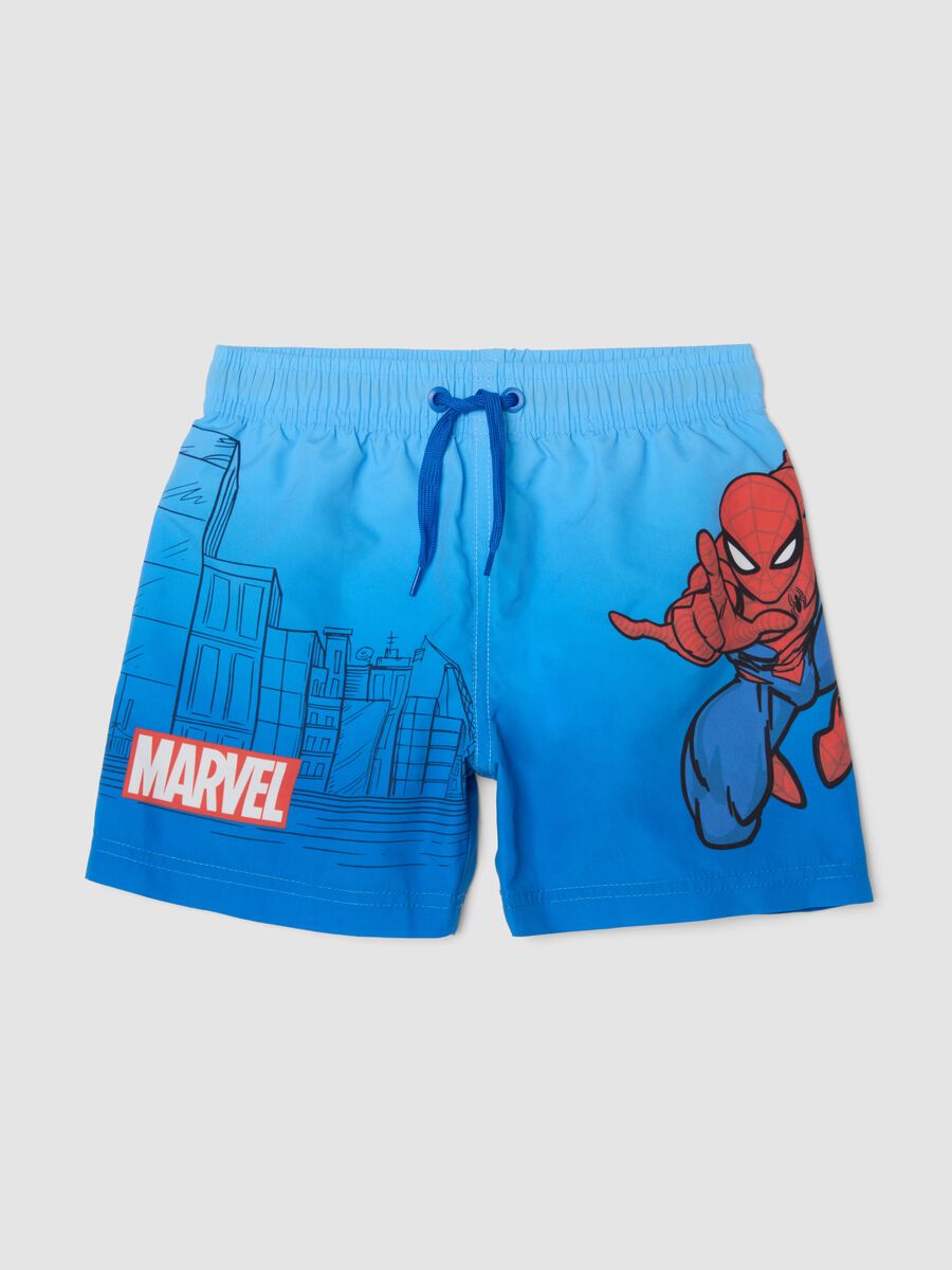 Boxer mare azzurro con stampa Spider-Man_0