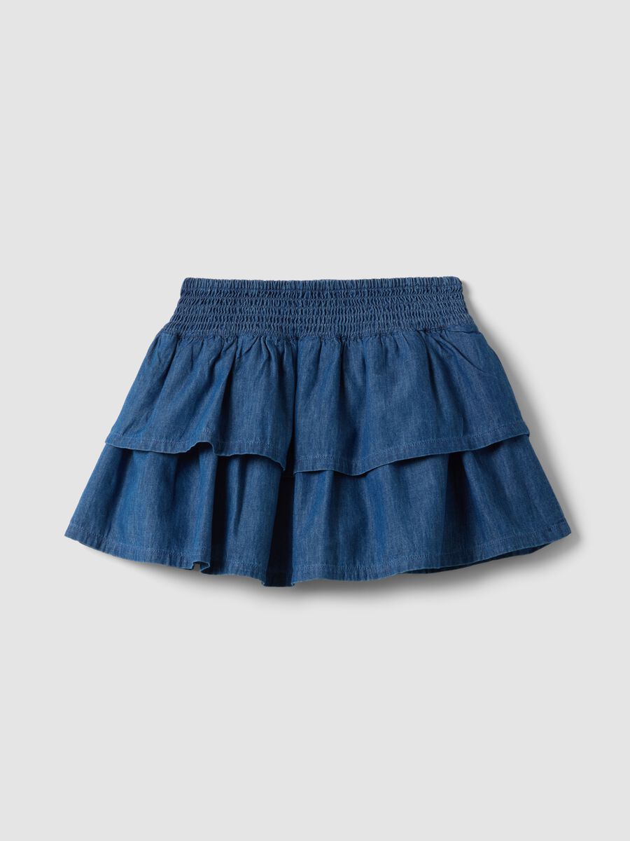 Girls&rsquo; blue denim cotton skort, regular fit_4