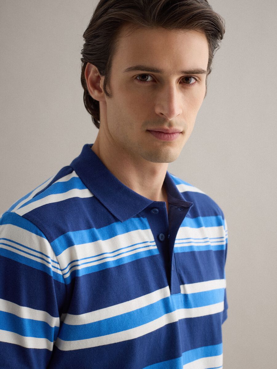 Oversized pure cotton multicolour striped polo shirt_1