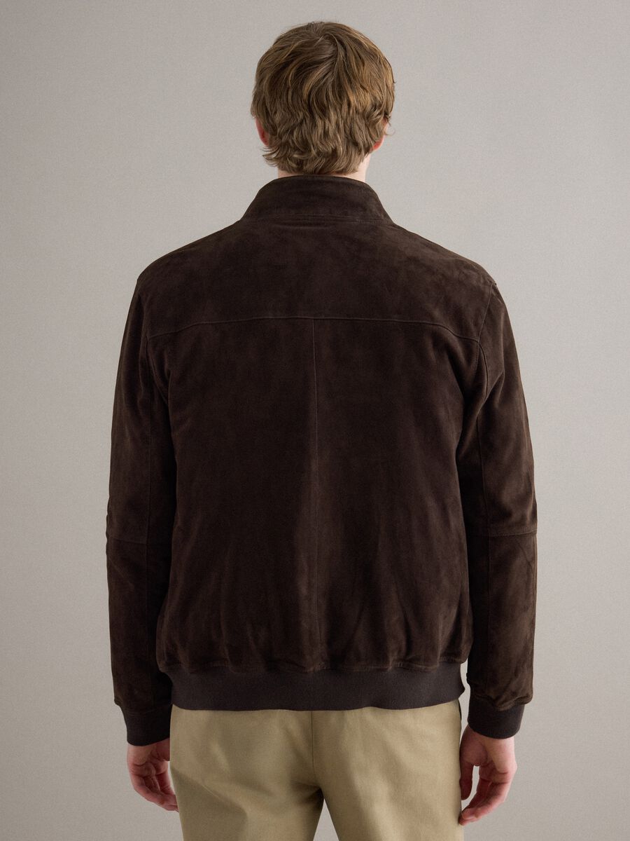 Brown genuine leather jacket regular fit with full zip_4