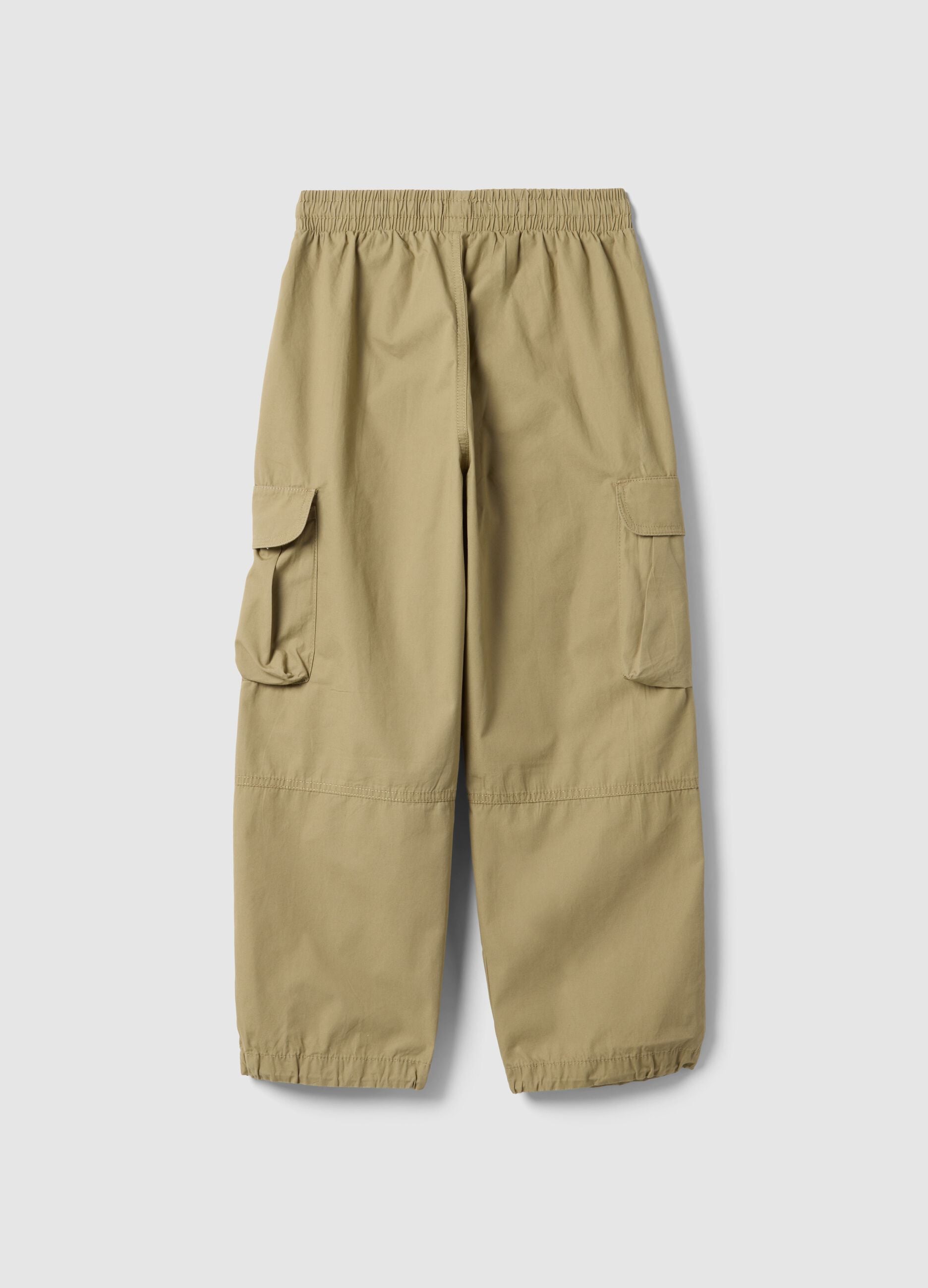 Beige cargo trousers in pure cotton regular fit for boys