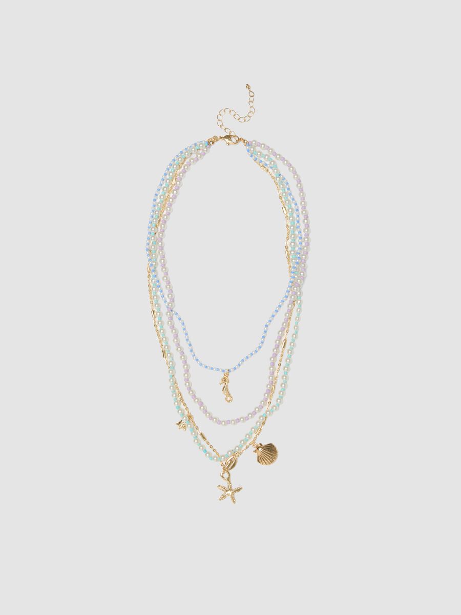 Adjustable multicolour necklace with marine charms_0