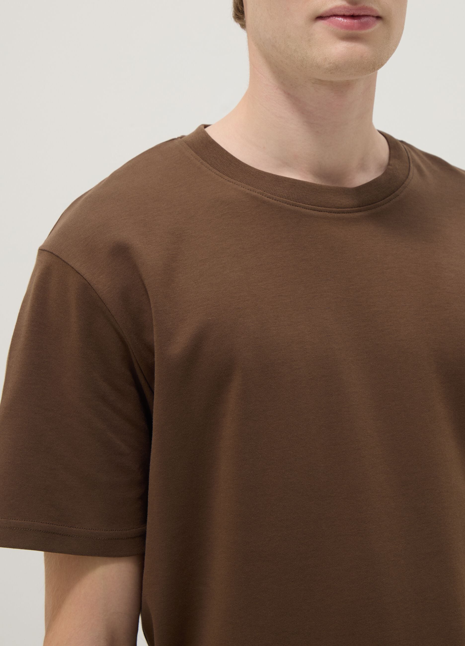 Relaxed Fit Brown The Iconic Tee T-shirt in Pure Cotton