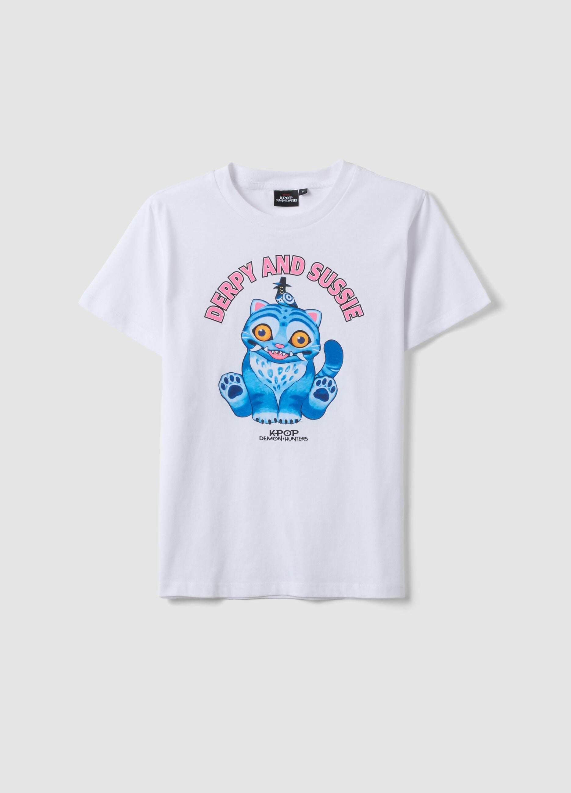 White pure cotton regular fit T-shirt with print
