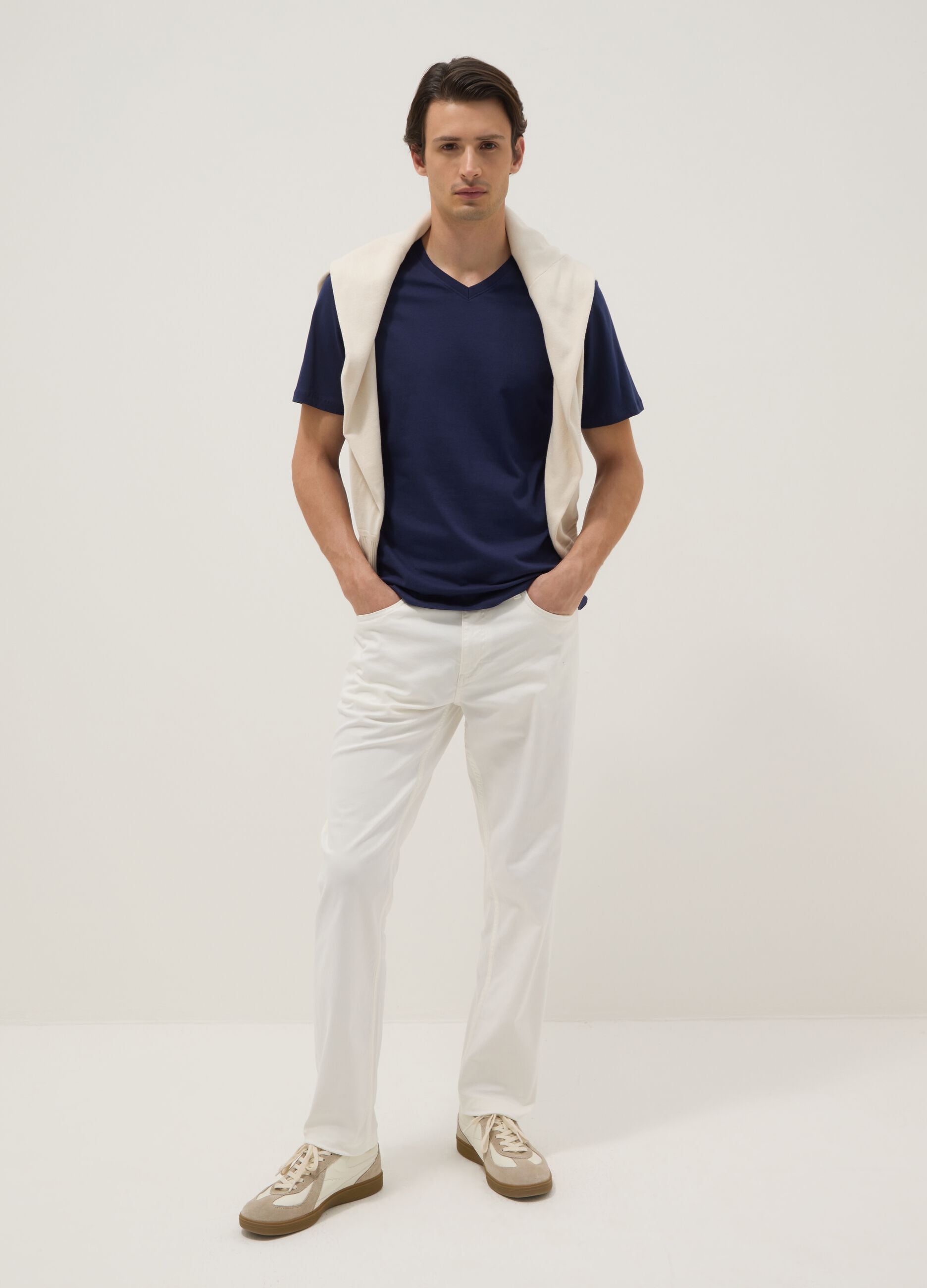 Blue pure cotton regular fit T-shirt