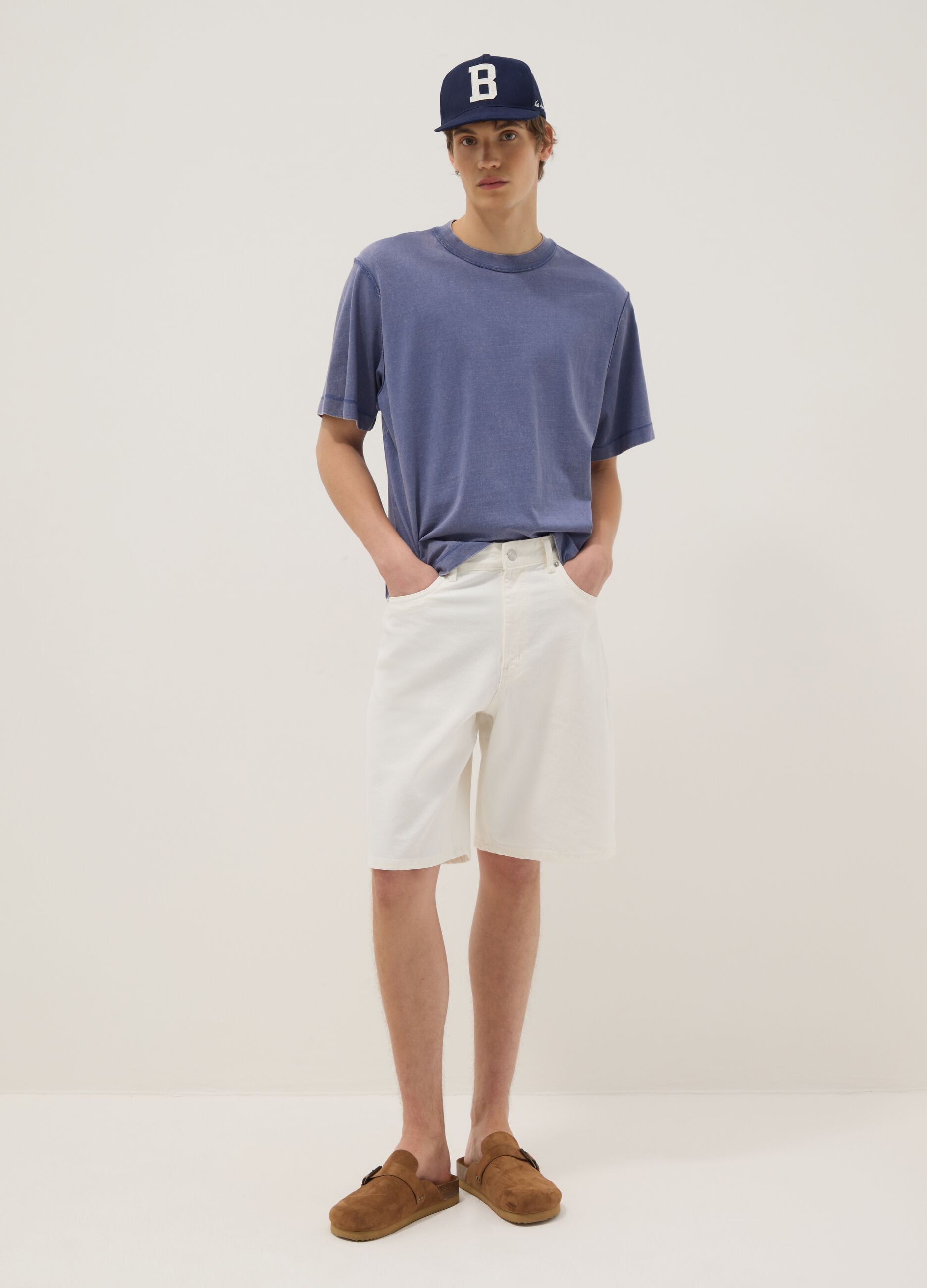 Blue pure cotton boxy fit t-shirt