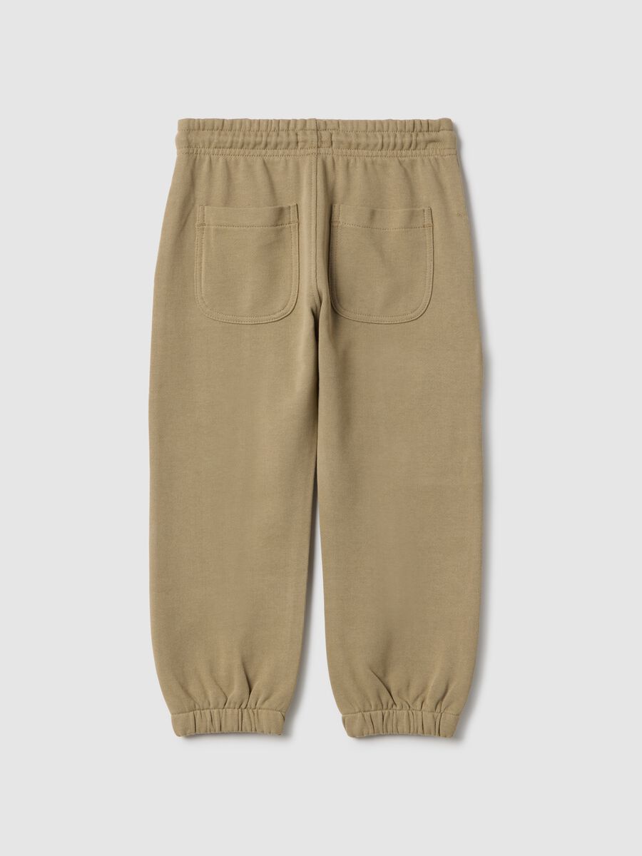 Child's beige jogger trousers in cotton blend, regular fit with elastic_1