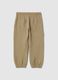 Child's beige jogger trousers in cotton blend, regular fit with elastic_1