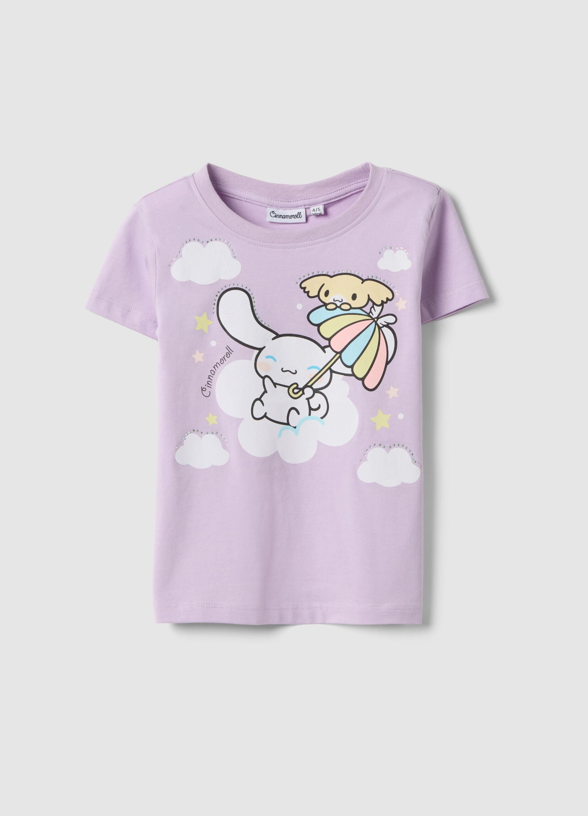 Girls' regular fit purple stretch cotton T-shirt with print
