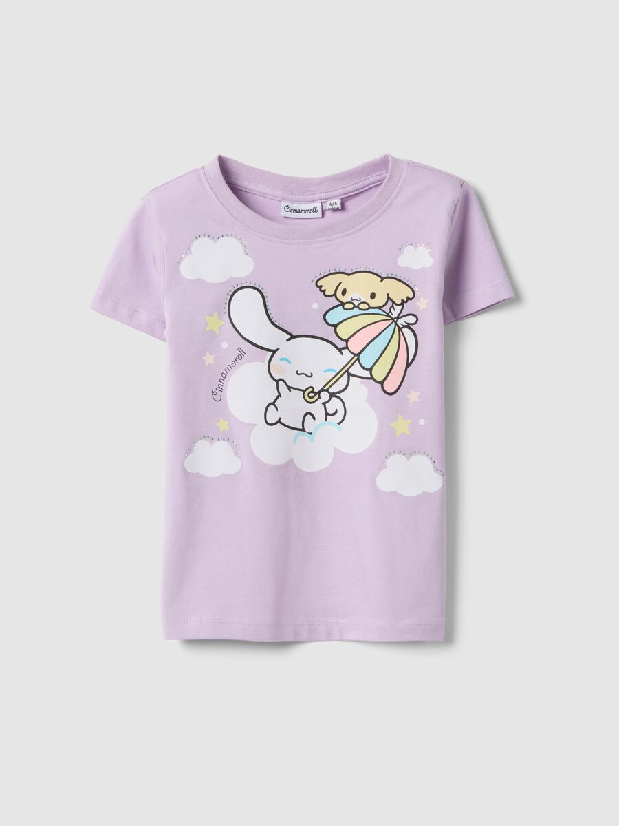 Girls' regular fit purple stretch cotton T-shirt with print_0