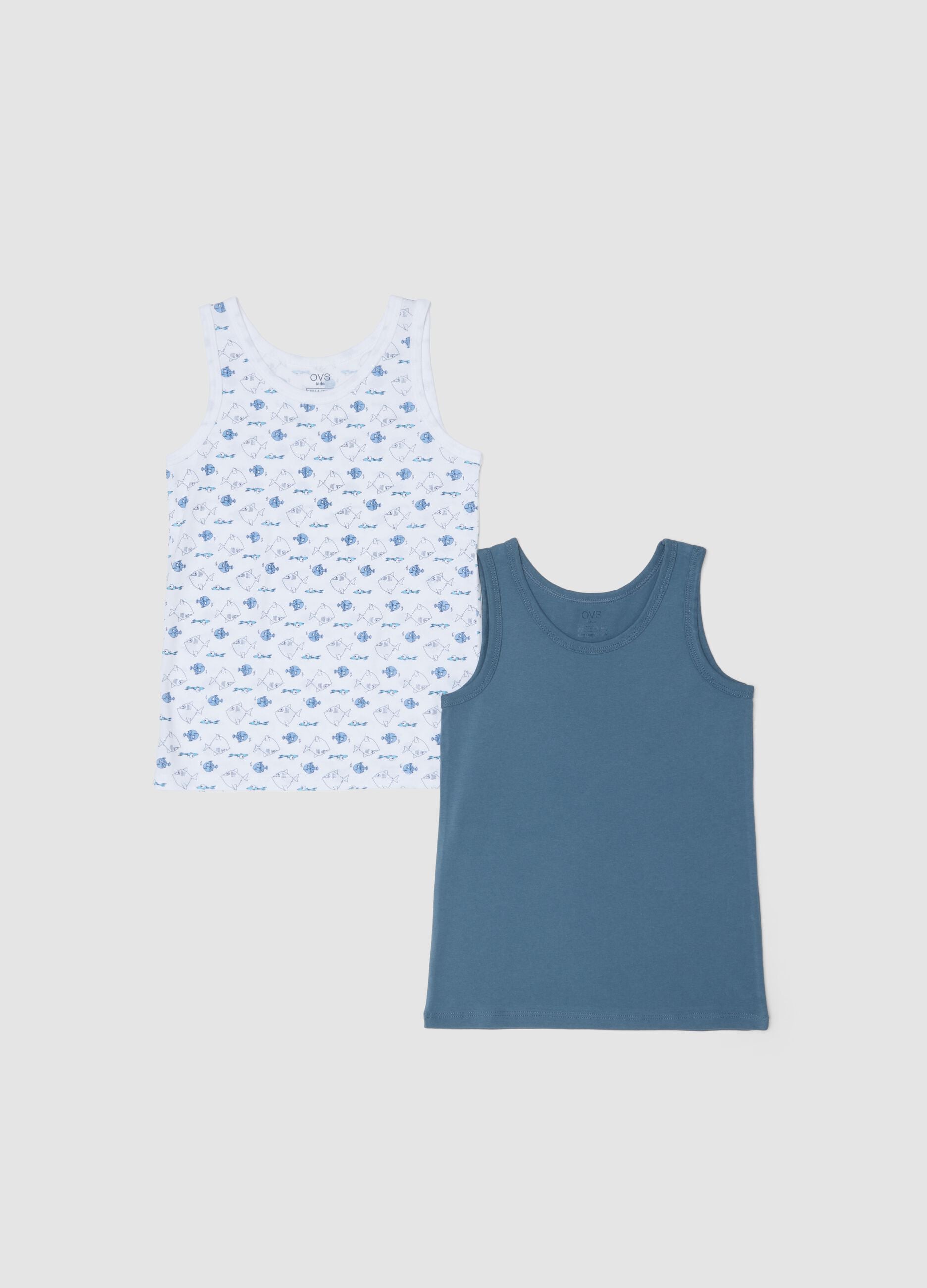 2-pack of boys&rsquo; multicolour pure cotton vests, regular fit