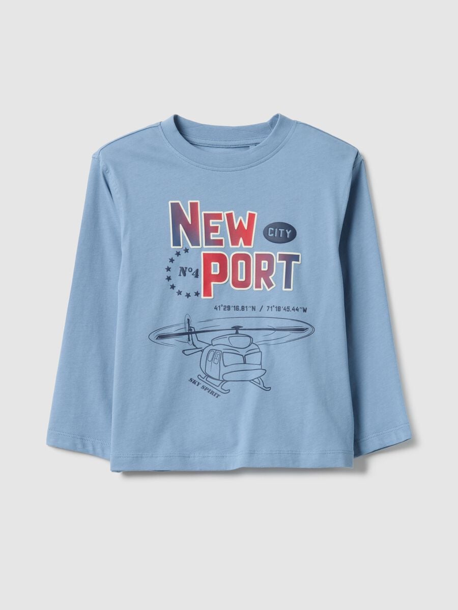 Blue cotton over fit children's T-shirt with print_0