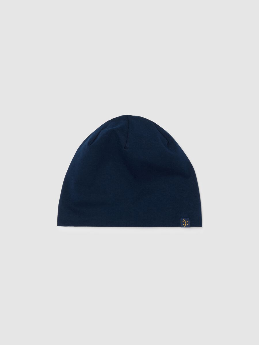 Cappello in cotone elasticizzato blu da bambino vestibilit&agrave; comoda_0