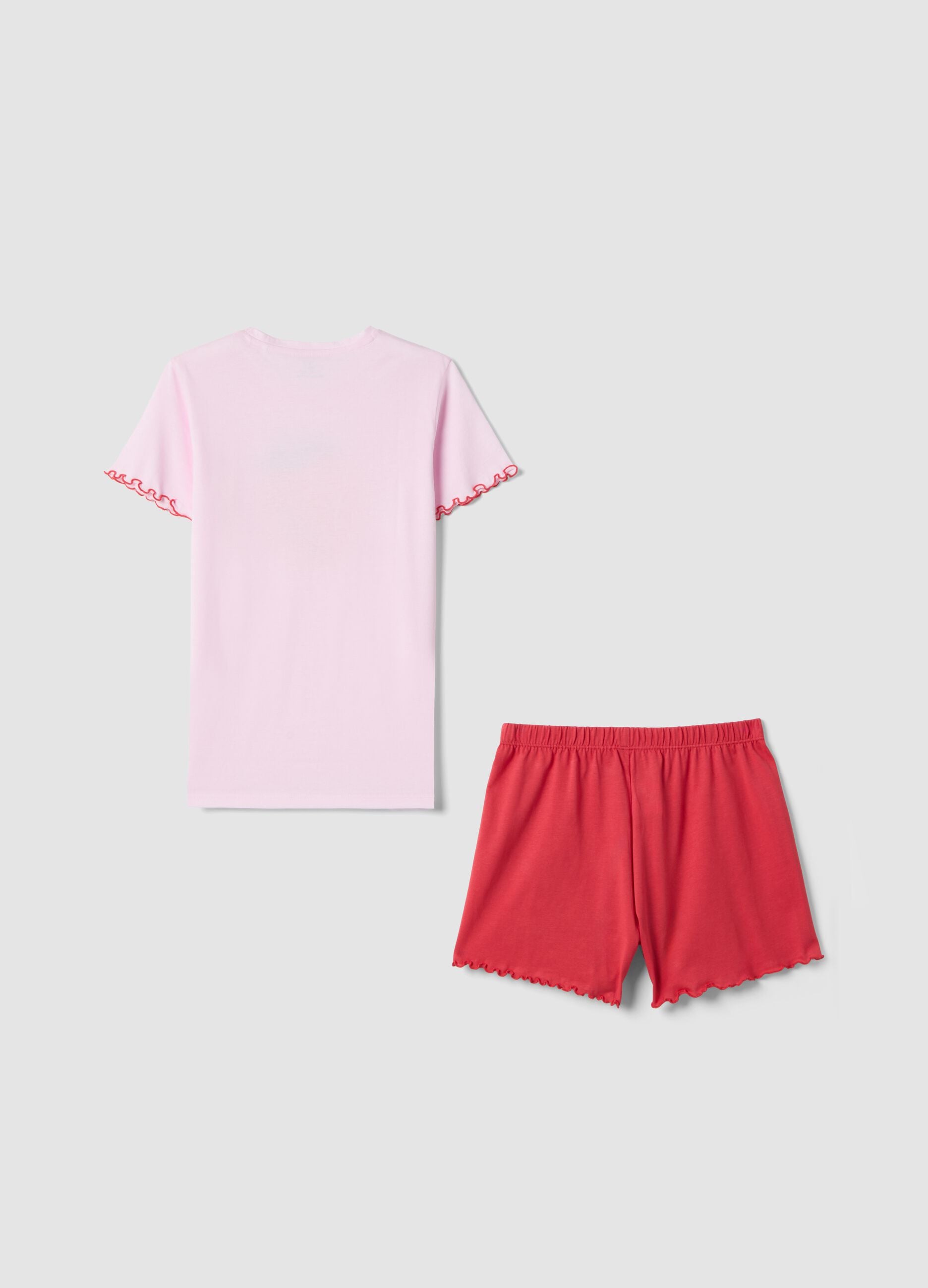 Girls' regular fit multicoloured pure cotton pyjamas with strawberry