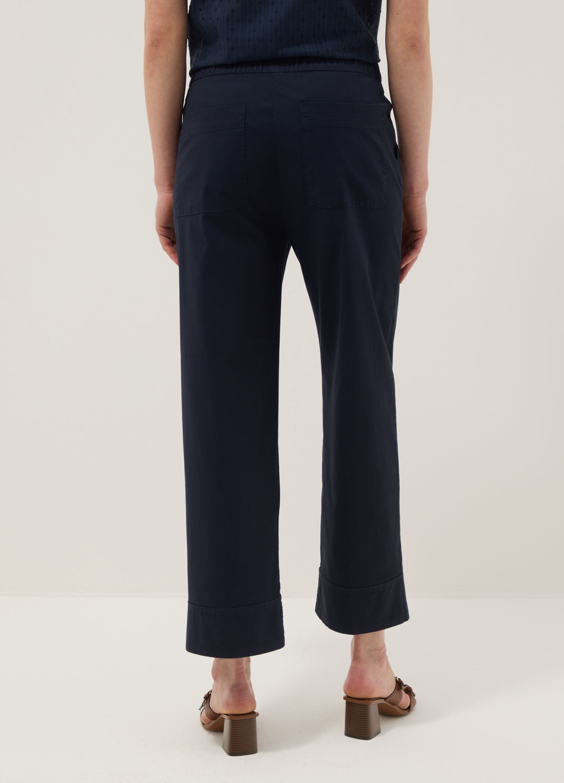 Straight Jogger Trousers in Stretch Cotton Blue