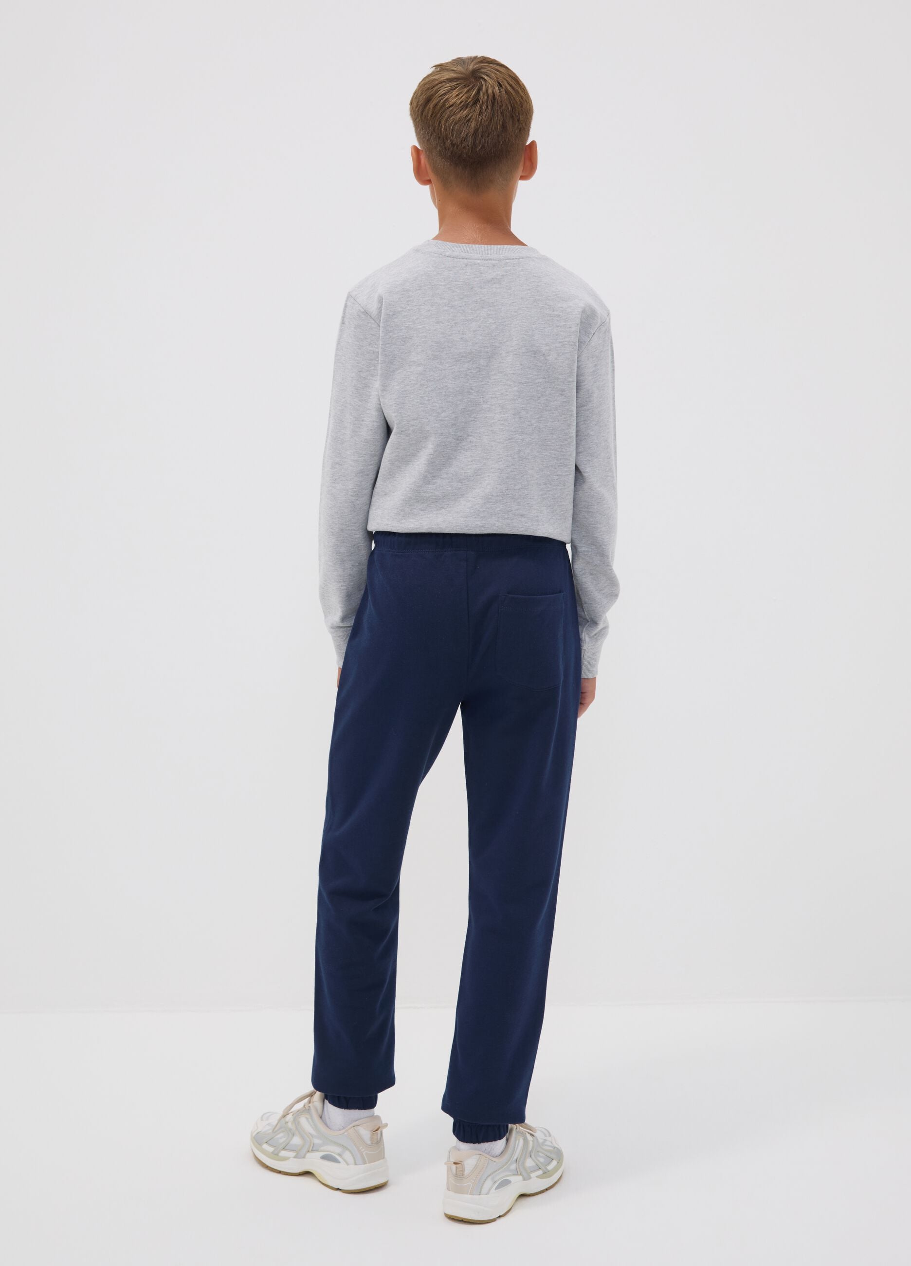 Blue pure cotton joggers with college print for boys