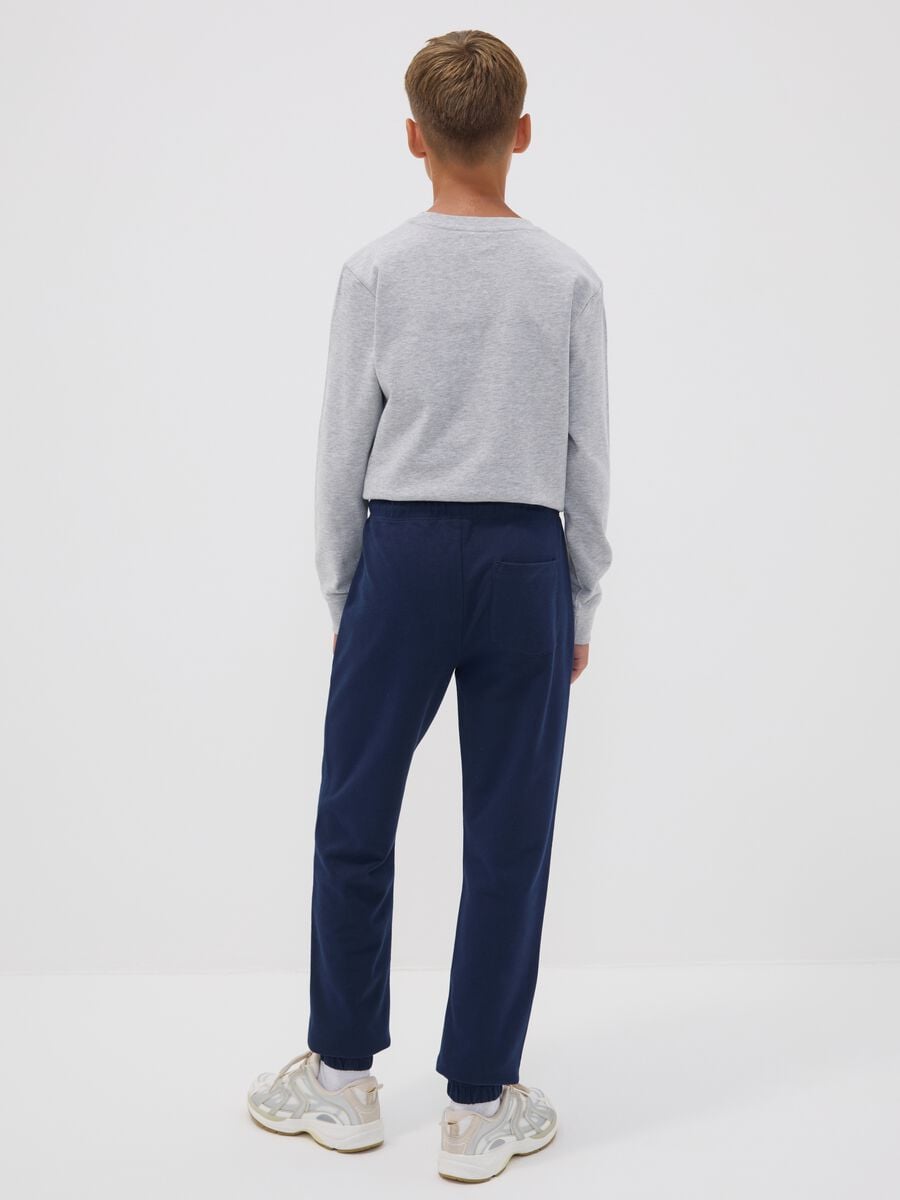 Blue pure cotton joggers with college print for boys_1