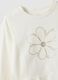 White stretch cotton girl's top regular fit with flower_2