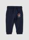 Pantaloni jogger blu in puro cotone con stampa cagnolino per bimbo_0