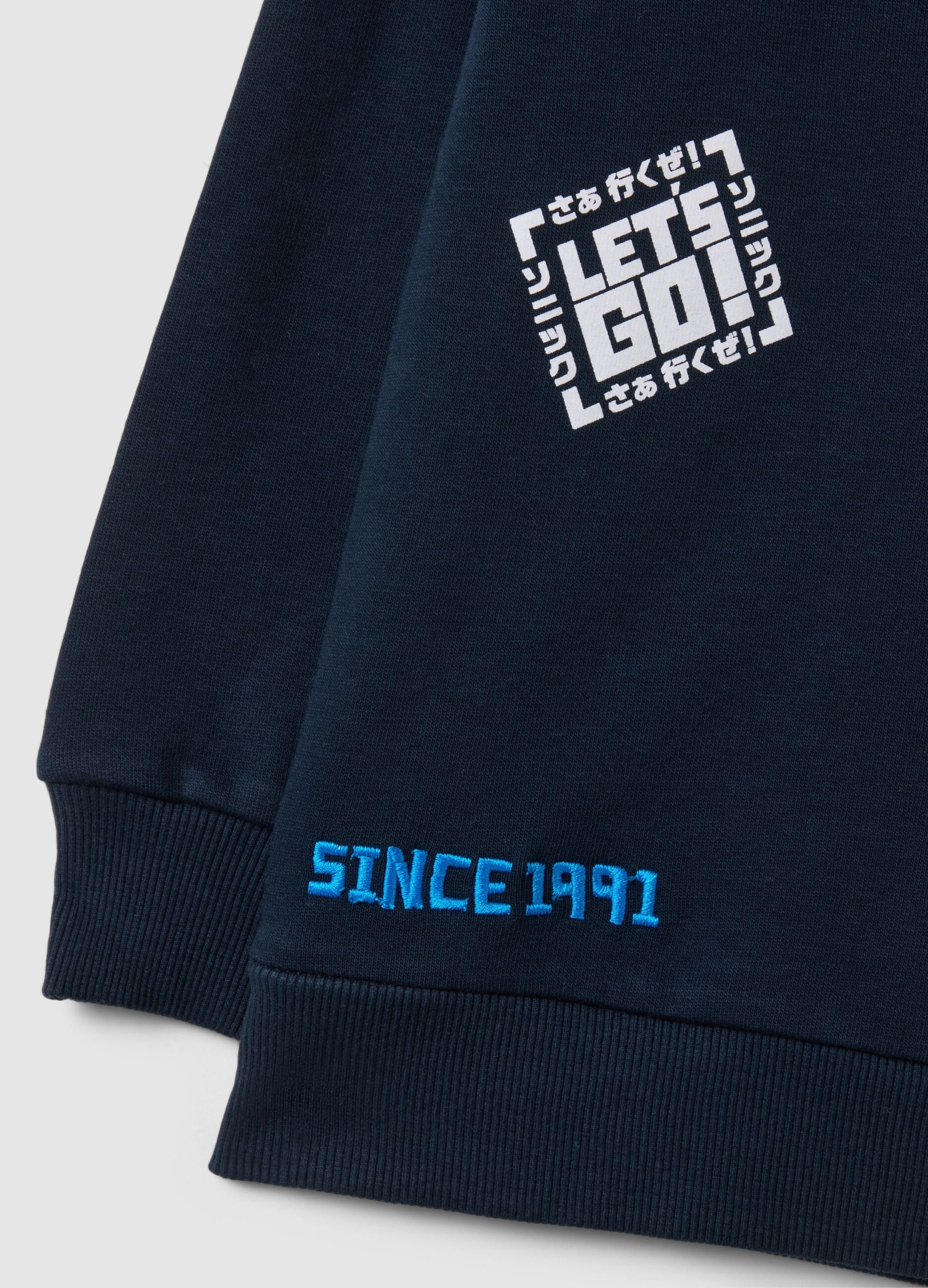 Oversized fit blue cotton blend Sonic print boys' sweatshirt