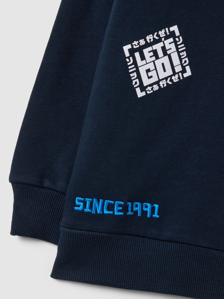 Oversized fit blue cotton blend Sonic print boys' sweatshirt_3