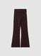 Brown ribbed pure cotton flared leggings_2