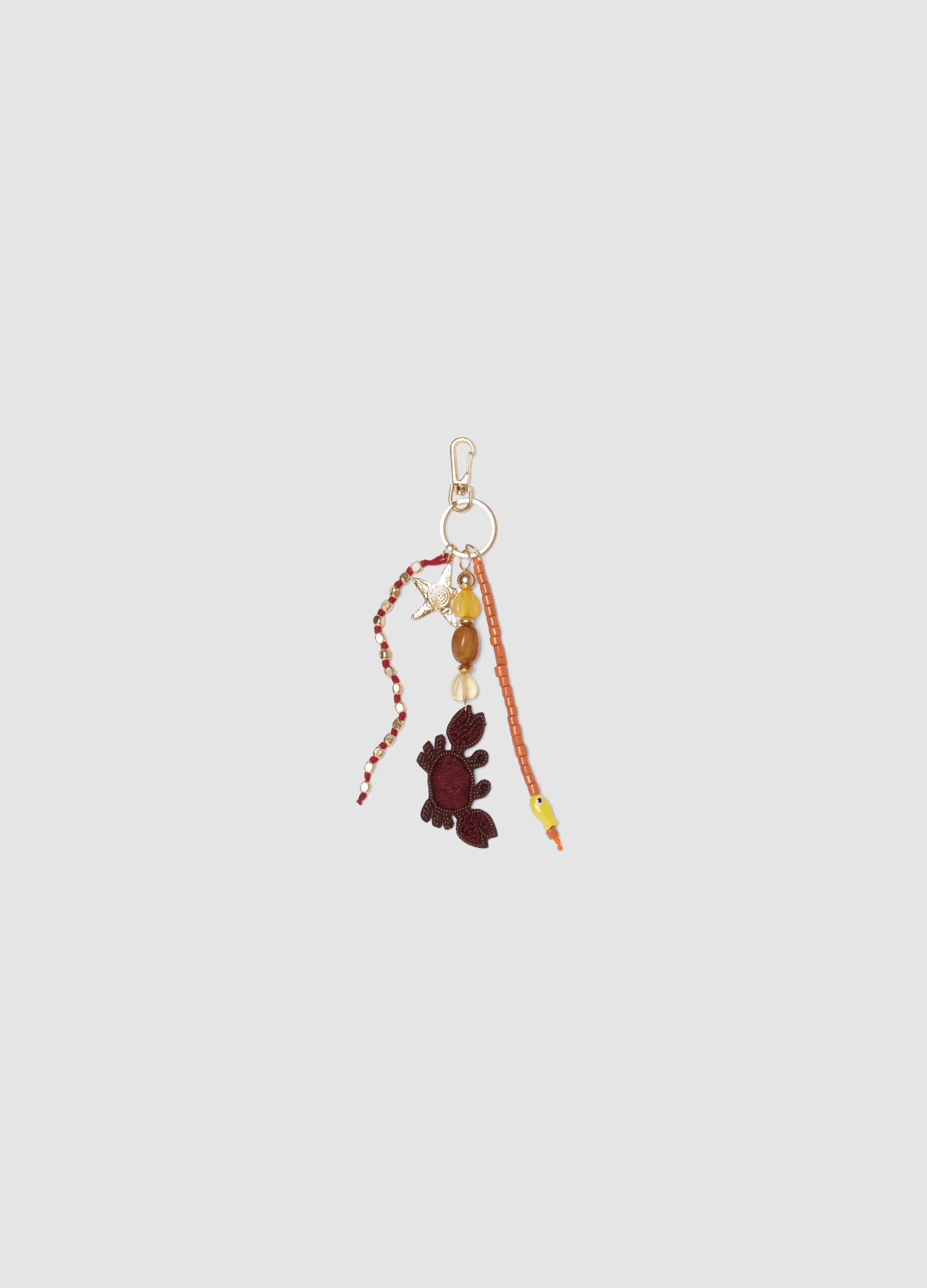 Multicolour keyring with decorative charms