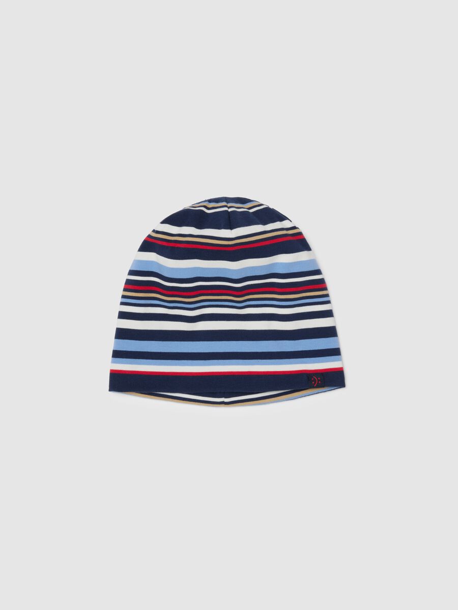 Multicoloured striped stretch cotton hat for boys_0