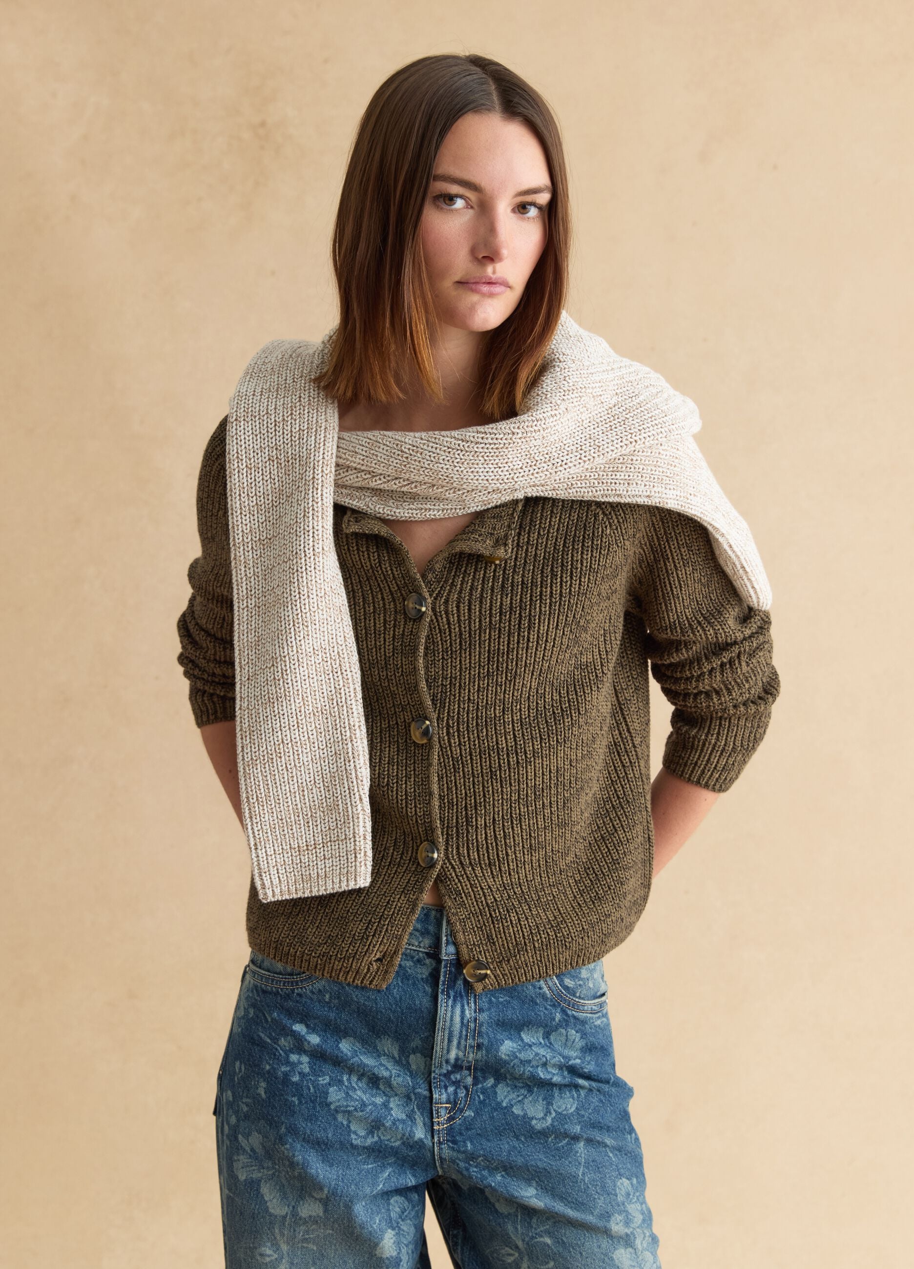 Brown pure cotton cardigan