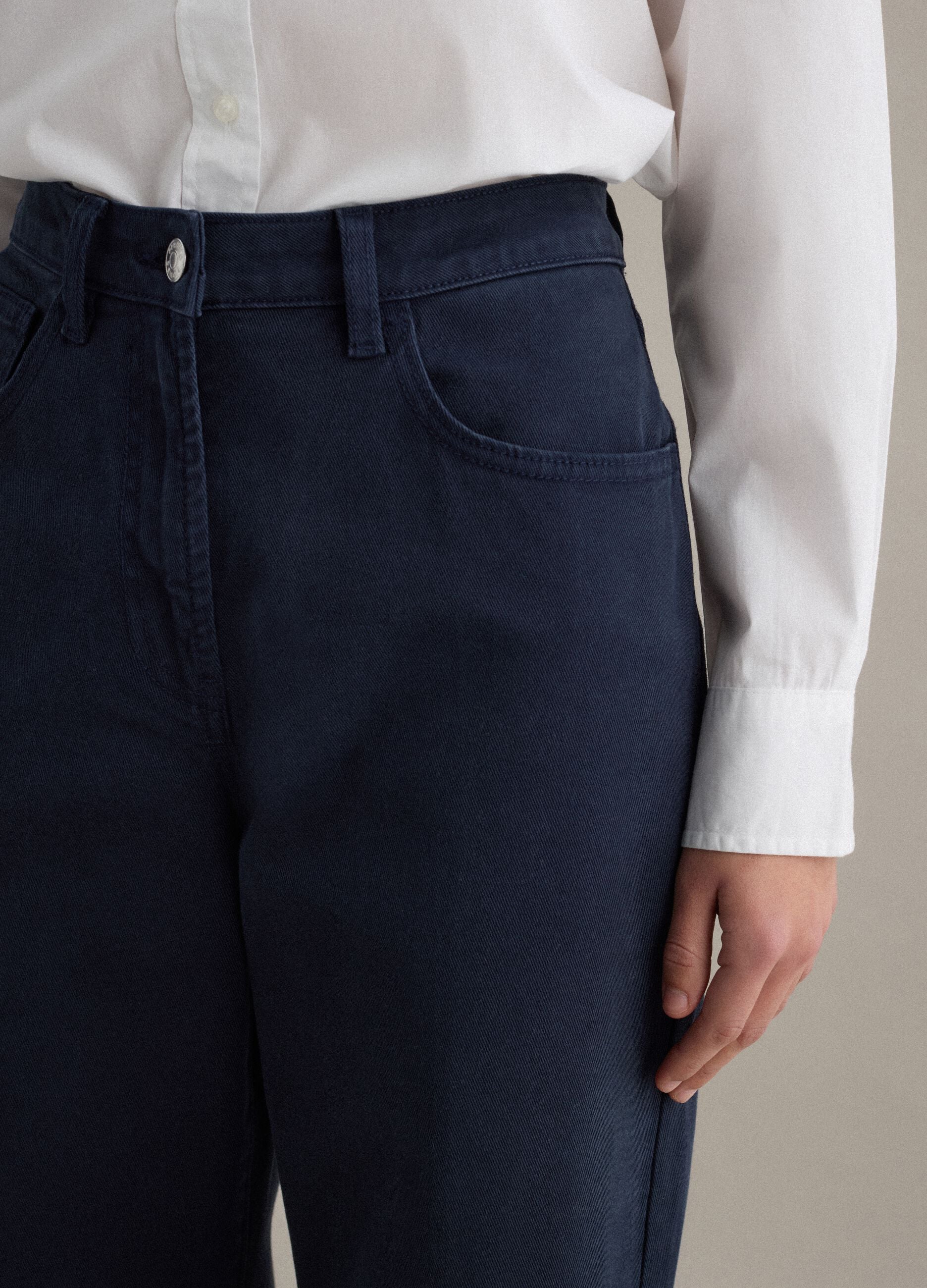 Straight Blue Stretch Cotton Chino Trousers