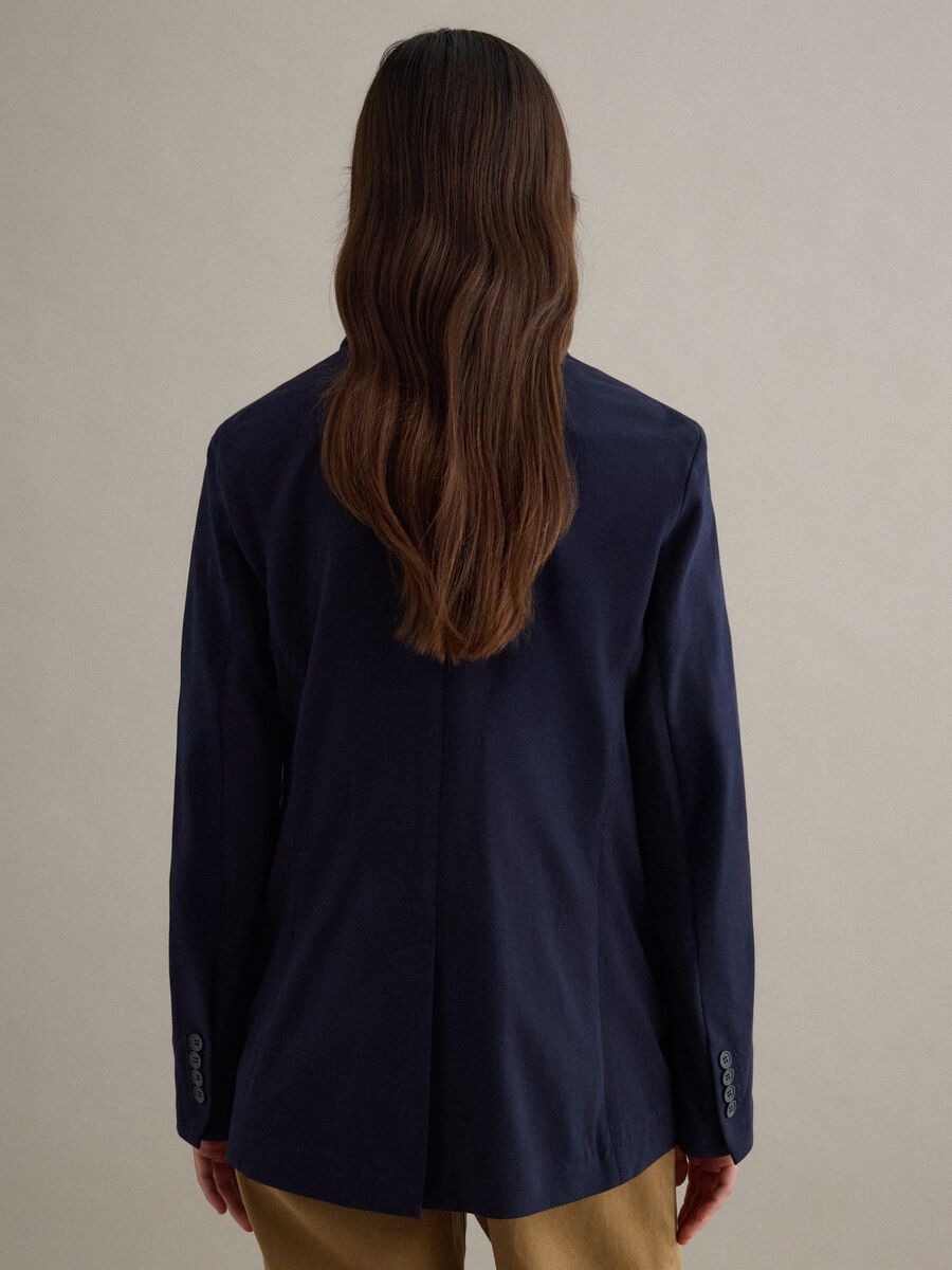 Blue Stretch Cotton Blazer Regular Fit_4