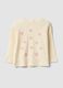 White organic cotton ribbed top with butterfly embroidery for baby girl_0
