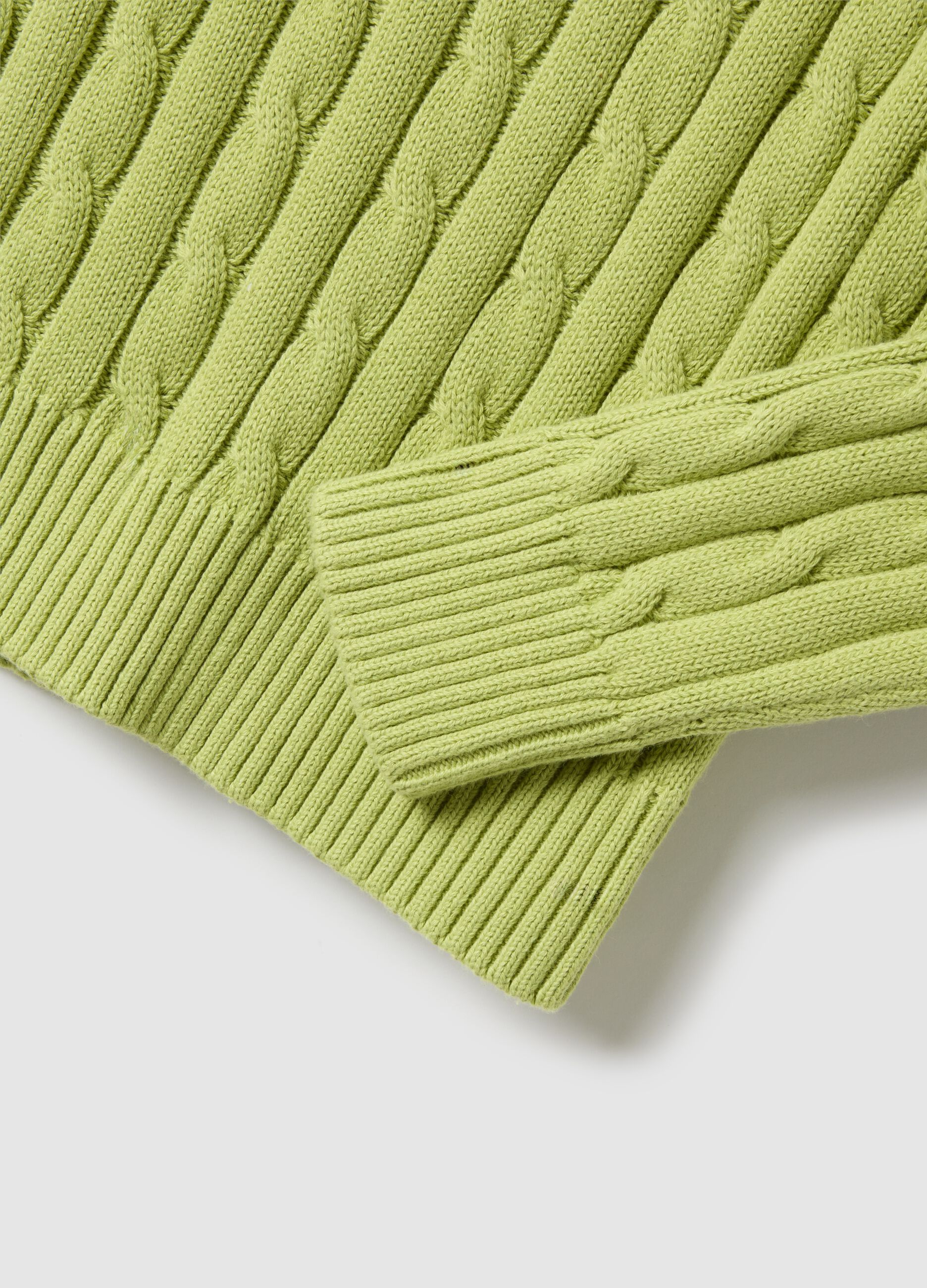 Green pure cotton regular fit cable knit jumper