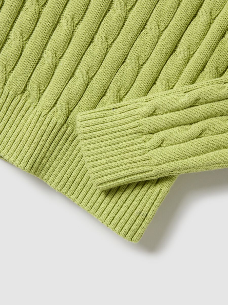 Green pure cotton regular fit cable knit jumper_5