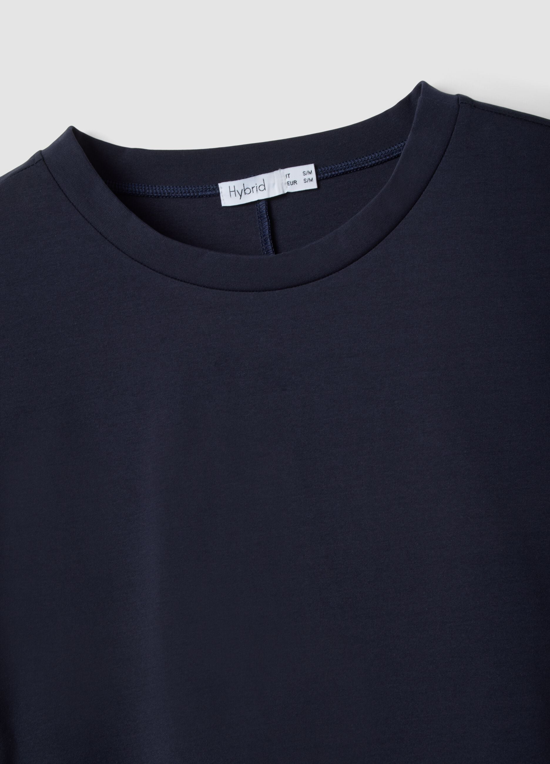 Blue Stretch Cotton Blend Regular Fit T-shirt