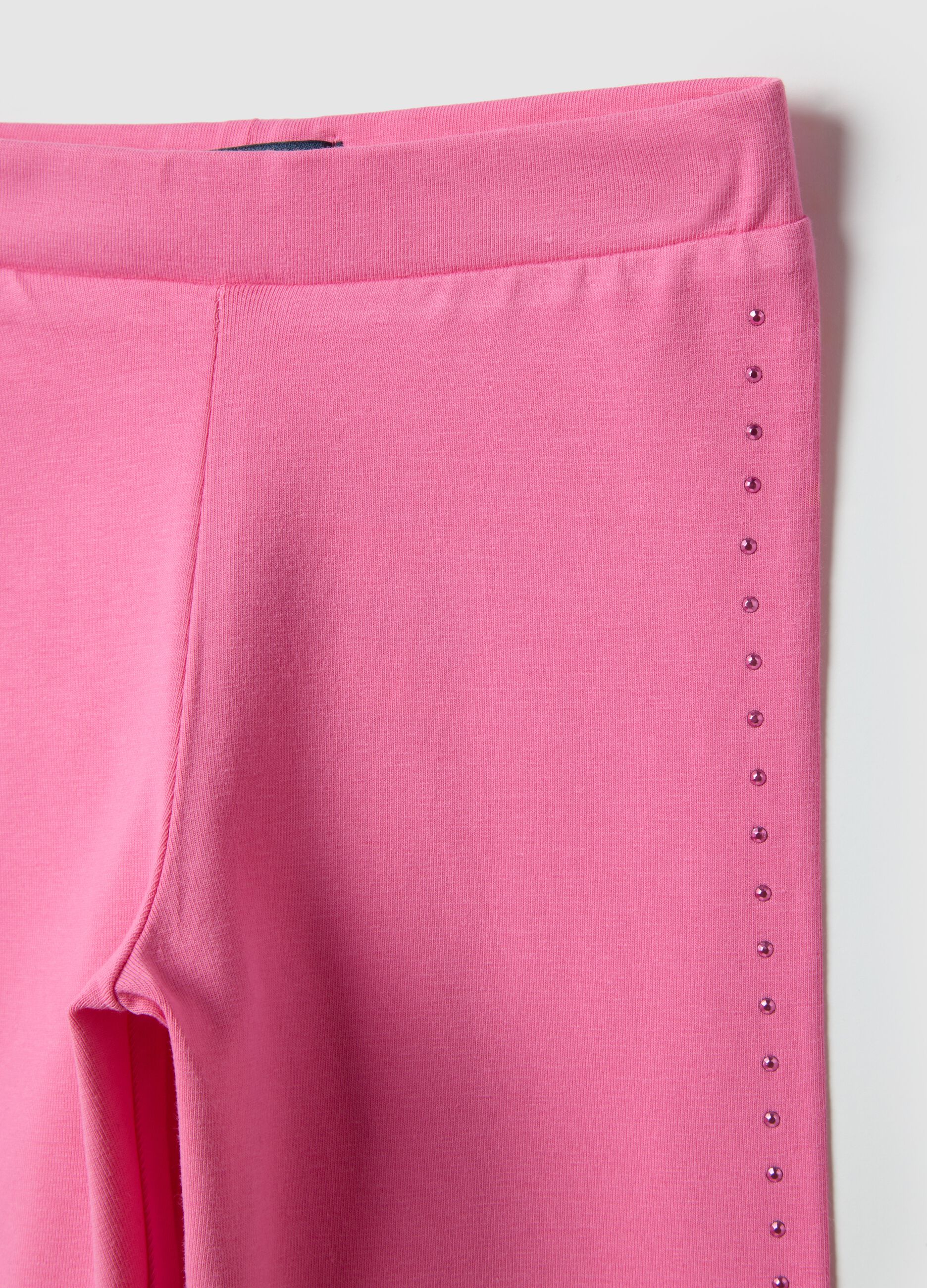 Girls' pink stretch cotton skinny leggings
