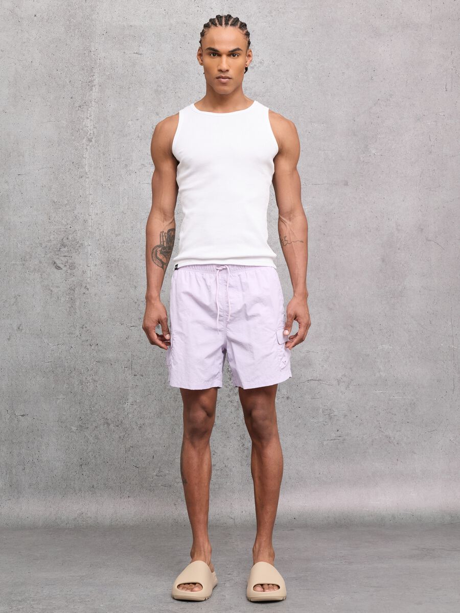 Pastel Lilac Cargo Swim Shorts_1