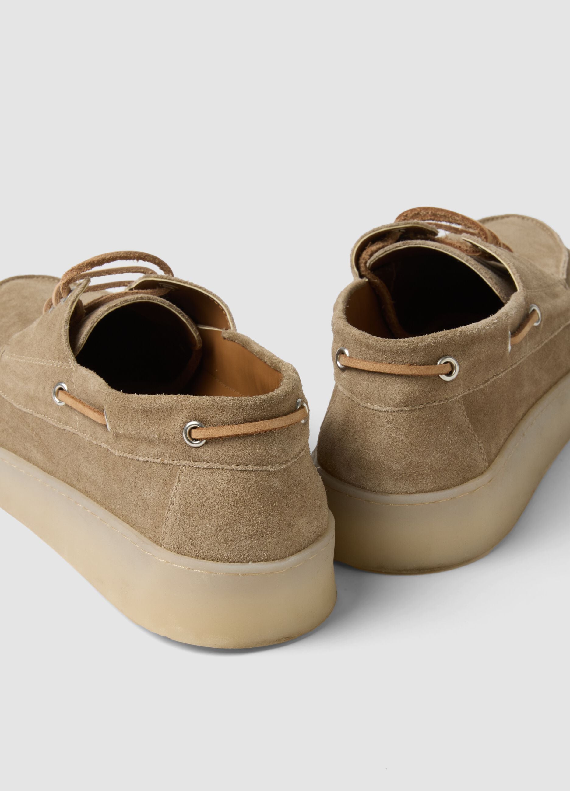 Beige Genuine Leather Boat Shoes