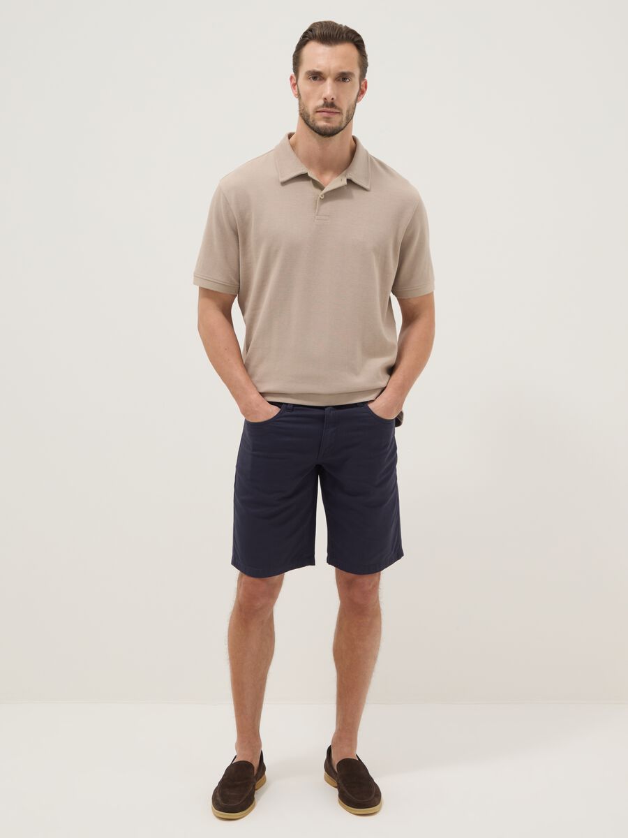 Shorts blu in puro cotone regular fit_0