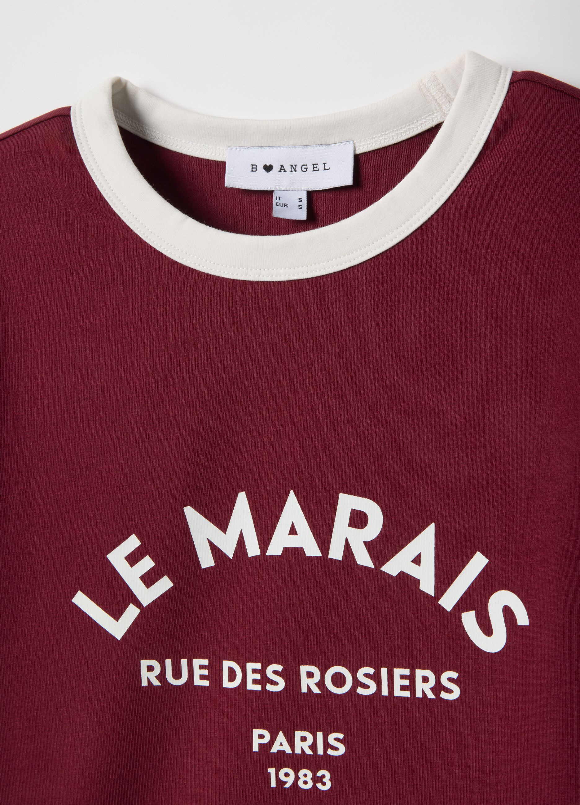 Red stretch cotton regular fit t-shirt with print
