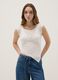 White slim fit cotton blend T-shirt with perforated design_2