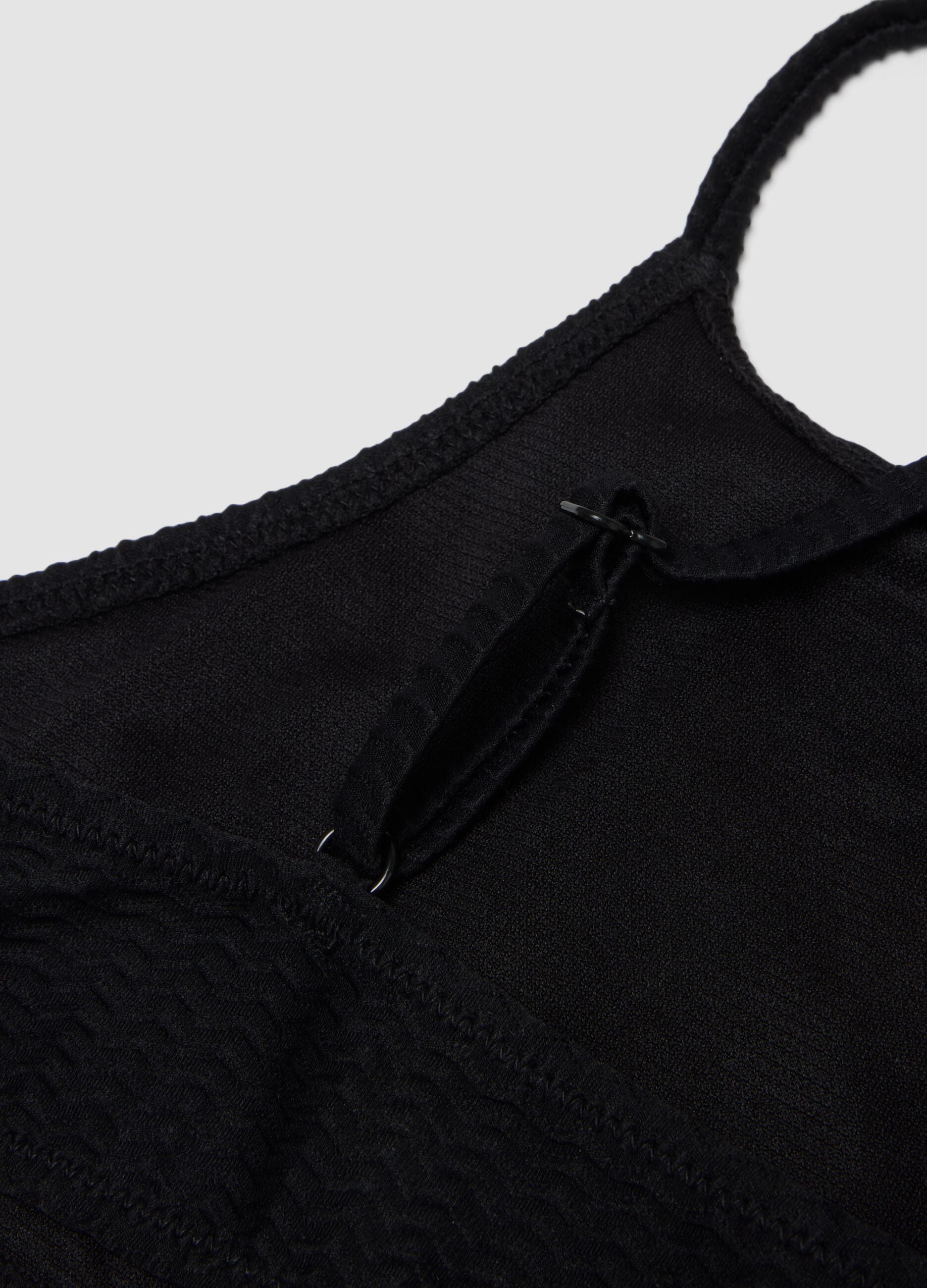 Black textured stretch-fabric bikini